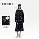 ERDOS 26早春毛絨混紡立體手鉤花朵裝飾針織傘裙女半身裙 黑 XS 155/64A