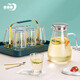 青蘋(píng)果硼硅耐熱玻璃水具套裝冰點(diǎn)錘紋壺*1錘紋杯*6托盤(pán)*1杯架*1
