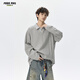 Foss Phil假兩件拼接翻領(lǐng)衛衣男秋冬季撞色休閑POLO衫YWY1022暮色灰L