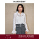 MAXRIENY【商場(chǎng)同款】浪漫宮廷復古感荷葉邊領(lǐng)提花上衣喇叭袖襯衫 本白 M 02/36