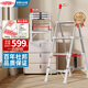杜邦（DU PONT）【第2代小云梯】梯子家用人字伸縮梯折疊鋁合金梯一合即收4步