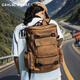 CavlslKcat復古工裝雙肩包男士背包大容量旅行包歐美帆布電腦包大學(xué)生書(shū)包 咖啡色 30*17*46cm