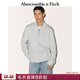 Abercrombie & Fitch【半拉鏈立領(lǐng)】小麋鹿圖案男裝25秋冬美式毛衣針織衫120-5139 淺灰色 M (180/100A)