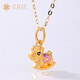 ZJUZ足金鎏彩木馬小吊墜女新款項鏈立體萌趣馬年黃金圣誕節禮物送女友 足金萌趣小馬【僅吊墜】約0.6g 0.6g