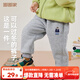 嘟嘟家兒童冬裝加絨長(cháng)褲男童冬季加厚束腳褲女童保暖卡通褲子寶寶休閑褲 麻灰色 110