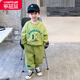 樂(lè )芭鼠童裝男童套裝春秋帥氣兒童衣服恐龍春裝運動(dòng)中小童男孩子服裝潮牌 果綠色（恐龍衛衣套裝） 110 建議3-4歲 (身高105左右)