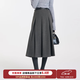 圖曼朵灰色毛呢百褶裙女高腰加厚a字裙秋冬通勤面試中長(cháng)款高級感半身裙 灰色 溫暖磨毛 M 推薦105-115斤可穿
