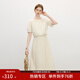 范思藍恩復古文藝假兩件設計感連衣裙女夏2025新款圓領(lǐng)收腰中長(cháng)款 米杏色 S