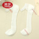 浪莎（LangSha）襪子女短襪淺口純棉底水晶玻璃冰絲夏季薄款透氣蕾絲花邊短筒船襪 [白色] 4雙