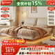 和諧都匠 懸浮頭層真皮雙人大床主臥意式極簡(jiǎn)羽絨軟包高端網(wǎng)紅大象耳朵床 單床 1.8*2.0小黃牛皮/15公分排骨架