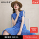 moussy女裝新品法式度假風(fēng)不規則茶歇裙連衣裙028ISZ30-3031 110藍色 均碼