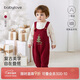 babylove嬰兒背帶褲秋冬紅色圣誕喜慶針織褲子綿羊毛寶寶連體長(cháng)褲休閑褲