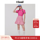 ELAND衣戀T恤衫polo衫翻領(lǐng)修身短袖上衣復古學(xué)院風(fēng)夏季 粉色(25)Pink S 160