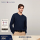 Tommy Hilfiger【純色V領(lǐng)】秋冬男裝純棉商務(wù)休閑簡(jiǎn)約繡標打底衫針織衫毛衣 【小V領(lǐng)繡標毛衣】-深藍色475 XL （推薦：165-180斤）