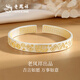 老鳳祥吉言足銀手鐲純銀鐲子女款生日新年情人節禮物女朋友老婆首飾品 描金招財貓手鐲【配品牌禮盒】 31±1g