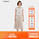 PORTS寶姿女裝2024春夏新款V領(lǐng)收腰簡(jiǎn)約米白色百褶拼接連衣裙 米白色 M (6)