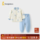 童泰（TONGTAI）寶寶套裝秋冬季純棉夾棉嬰兒衣服兒童內衣男女童薄棉上衣褲子 藍色 73
