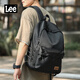 Lee復古燈芯絨雙肩包男春夏時(shí)尚簡(jiǎn)約背包女初中大學(xué)生通勤大容量書(shū)包 蒼翠黑（春秋款）
