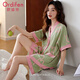 歐迪芬（Ordifen）睡衣女夏季純棉薄款【100%棉】短袖短褲透氣高級感可外穿家居服L
