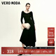 VEROMODA連衣裙秋新款A擺一字肩性感修身小黑裙晚宴33460 黑色 170/88A/L