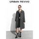 UR2025冬季新款女裝蝴蝶結含羊毛長(cháng)款大衣呢料外套UYL150108 深灰花灰 L