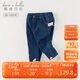 戴維貝拉兒童牛仔褲女冬裝女童加絨褲子女寶寶薄絨休閑褲外穿