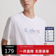 卡賓【精致彩繪logo】 橫格子提花條紋T恤休閑舒適高質(zhì)感短袖男