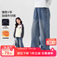 左西女童加絨褲子2025新款秋冬款兒童保暖牛仔褲女孩長(cháng)褲 牛仔色 140