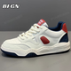 BFGN品牌牛皮男鞋2025新款秋冬季運動(dòng)板鞋男增高小白鞋軟底休閑鞋子男 白藍紅【皮面】-高端男鞋 41 皮鞋碼