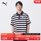 彪馬（PUMA）純棉寬松條紋短袖T恤POLO衫男女情侶新款運動(dòng)上衣 633857 海軍藍-16 L (180/100A)