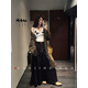 三吉黑花【知趣】亮片羊毛冬季半身裙加厚針織長(cháng)裙毛呢2025新款潮 墨黑- M