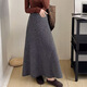 針織毛線(xiàn)A字半身裙女時(shí)尚高級新款高腰a字裙中長(cháng)款氣質(zhì)休閑大擺裙 深灰色 （厚款） 均碼 80-150斤