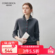 科蒙博卡2025秋冬新款100%羊絨衫女裝半高領(lǐng)開(kāi)衫外套女裝純色針織毛衣上衣 深空灰 M