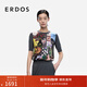 ERDOS 25秋冬圓領(lǐng)絲毛拼接休閑裝飾通勤短袖上衣女套衫針織衫 瑪瑙灰 L 170/88A