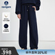 Navigare意大利小帆船純棉休閑褲女士25秋冬新款松緊腰磨毛香蕉褲 海軍藍 L