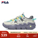 FILA斐樂(lè )官方新款女子籃球鞋夏季透氣低幫休閑運動(dòng)鞋老爹鞋 白蘆筍/神秘灰-WF 37.5