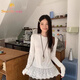 Sweetly·Sun白色蕾絲花邊德絨內搭長(cháng)袖T恤秋冬新款修身顯瘦時(shí)尚洋氣百搭上衣 白色【德絨蕾絲邊】 S 【建議90斤內】