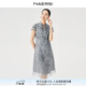 娜爾思（NAERSI）印花裙中長(cháng)款裙子時(shí)尚通勤商場(chǎng)同款連衣裙新款 淡灰色 2XL