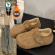 啄木鳥(niǎo)加絨全包勃肯鞋女2025冬季新款復古一腳蹬休閑棉鞋厚底丑萌單鞋 卡其色【加絨保暖】 37 (235mm)