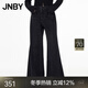 江南布衣（JNBY）牛仔褲女喇叭褲寬松水洗褲子拼接寬松拼色直筒長(cháng)褲5N2E15150 957/牛仔洗黑 M