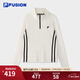 FILA FUSION斐樂(lè )潮牌女子針織長(cháng)袖衫2025秋新款時(shí)尚修身半拉鏈長(cháng)T 奶霧白-WT L 170/88A/L