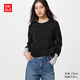 優(yōu)衣庫女裝柔滑彈力棉質(zhì)圓領(lǐng)T恤/長(cháng)袖基礎版型內搭483469 09 黑色 M