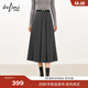 伊芙麗（eifini）伊芙麗經(jīng)典簡(jiǎn)約質(zhì)感百褶長(cháng)半裙女2025秋季新款百搭休閑通勤裙子 沉檀灰 中長(cháng)版 隨單贈送皮帶 M 100-110斤