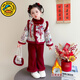 G.duck拜年服女童漢服冬季加絨喜慶過(guò)年服兒童新中式棉衣女寶寶新年衣服 花開(kāi)富貴年服酒紅色+包包 100 建議2-3歲25-30斤