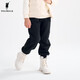 POLOWALK童裝2024秋季新品基礎款長(cháng)褲男童衛褲 黑色 珊瑚絨 160