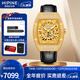 西普尼金表（HIPINE）金表男商務(wù)大表盤(pán)酒桶型自動(dòng)機械表日本機芯黃金手表男士生日禮物 【鏤空款】金重3.8g+