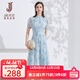 經(jīng)典故事（JANE STORY）夏季國風(fēng)改良版雪紡旗袍新款2024年輕款氣質(zhì)裙子高端新中式連衣裙 淺藍綠花 XL