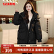鴨鴨羽絨服女中長(cháng)款2025冬季新款時(shí)尚加厚騏驥紅色韓版時(shí)尚休閑外套 黑色 M