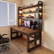 樂(lè )萊客電腦桌臺式實(shí)木帶書(shū)架洞洞板書(shū)桌書(shū)柜一體臥室學(xué)生家用學(xué)習寫(xiě)字桌 【胡桃色+黑架】實(shí)木書(shū)桌+三層洞洞板書(shū)架 140*60cm【25mm超厚實(shí)木】