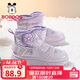巴布豆（BOBDOG）童鞋女童冬款舒適保暖靴子時(shí)尚百搭兒童雪地靴116555056淺粉紫33